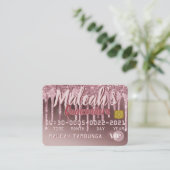 Quinceañera Roos Gold Drip Glitter Kortingskaartje (Staand voorkant)