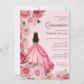 Quinceanera Roos Gold Elegant Princess Floral Kaart (Voorkant)
