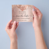 Quinceanera roos gold glitter budget save the date flyer (Hand)
