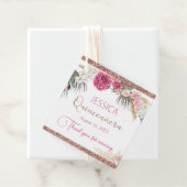 Quinceanera Roos Gold Glitter Floral Gift Label (In situ)