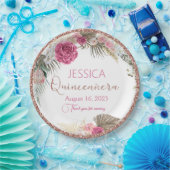 Quinceanera Roos Gold Glitter Floral Paper Bord (Feest)