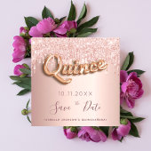 Quinceanera roos gold glitter save the date kaart
