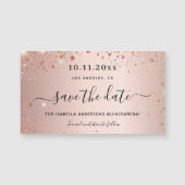 Quinceanera roos gold glitter save the date magnet (Voorkant)