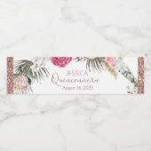 Quinceanera Roos Gold Glitter Water Fles Label Waterfles Etiket (Enkel label)