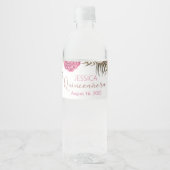 Quinceanera Roos Gold Glitter Water Fles Label Waterfles Etiket (Voorkant)