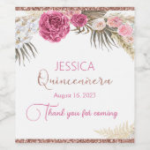 Quinceanera Roos Gold Glitter Wine Label Wijn Etiket (Enkel label)