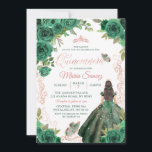 Quinceañera Roos Gold Hunter Green Floral Kaart<br><div class="desc">Roos Gold Hunter Green Mexican Floral Quinceañera</div>