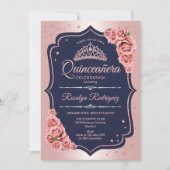 Quinceanera - Roos Gold Navy Kaart (Voorkant)