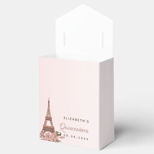 Quinceanera roos gold Paris bedankt Bedankdoosjes (Geopend)