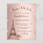 Quinceanera roos gold Paris budget uitnodiging Flyer (Voorkant)