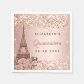 Quinceanera roos gold Paris Eiffeltoren Servet (Voorkant)