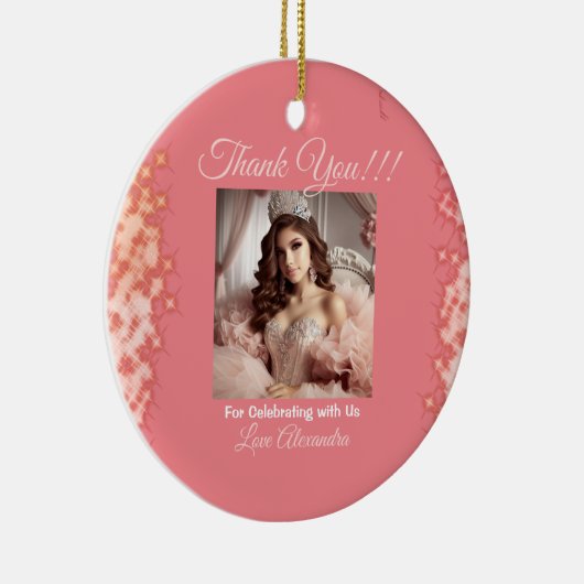 Quinceanera Roos Gold Princess Foto Keramisch Ornament (Rechts)