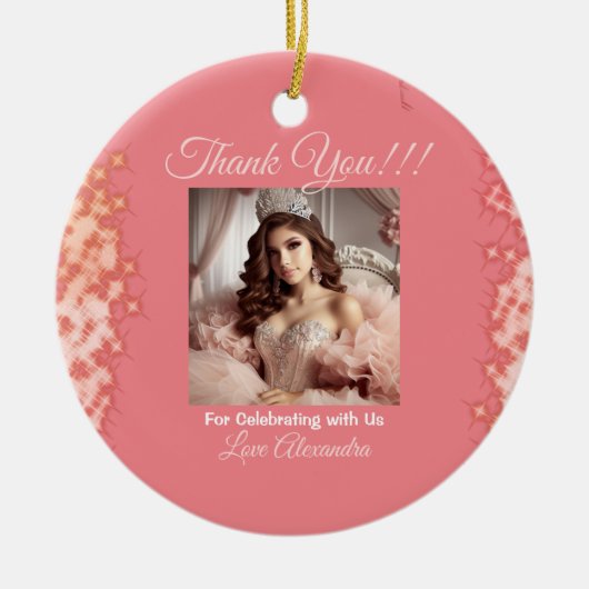 Quinceanera Roos Gold Princess Foto Keramisch Ornament (Voorkant)