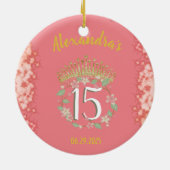 Quinceanera Roos Gold Princess Foto Keramisch Ornament (Achterkant)