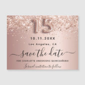 Quinceanera roos gold save the date magnet (Voorkant)