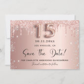 Quinceanera roos Gold Silver Glitter, behalve de d Save The Date (Voorkant)