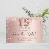 Quinceanera roos Gold Silver Glitter, behalve de d Save The Date (Staand voorkant)