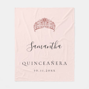 Quinceanera roos Gold tiara crown name Fleece Deken