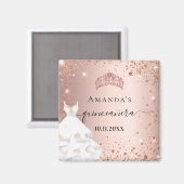 Quinceanera roos gold tiara jurk glitter magneet (Voorkant / Achterkant)