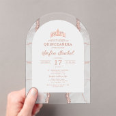 Quinceañera Roos Gold White Agaat Elegant Acryl Uitnodigingen (Insitu (Draagbaar))