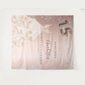 Quinceanera roos Gold zilverglitter Wandkleed (Voorkant (horizontaal))