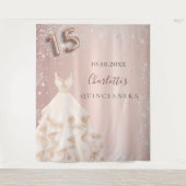 Quinceanera roos Gold zilverglitter Wandkleed (Voorkant)