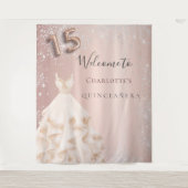 Quinceanera roos Gold zilverglitter Wandkleed (Voorkant)