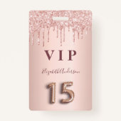 Quinceanera roos goud druipt roze badge (Voorkant)
