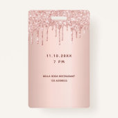 Quinceanera roos goud druipt roze badge (Achterkant)