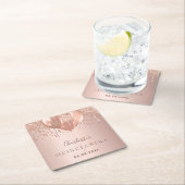 Quinceanera roos goudballonmonogram kartonnen onderzetters (Insitu)