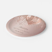 Quinceanera roos goudballonnen papieren bordje (Gekanteld)