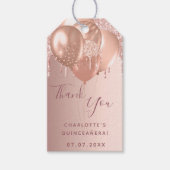 Quinceanera roos goudblush bedankt cadeaulabel (Voorkant)