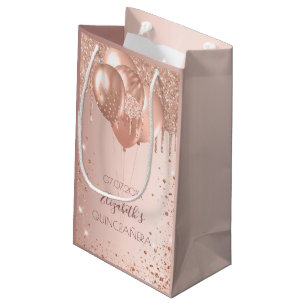 Quinceanera roos goudblush roze ballonnen klein cadeauzakje