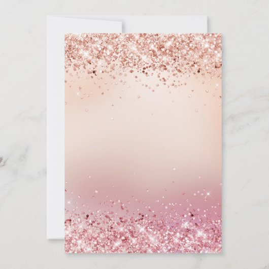 Quinceanera roos goudbruine roze glitter kaart (Achterkant)