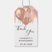 Quinceanera roos gouden ballon bedankt cadeaulabel (Voorkant)