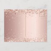 Quinceanera roos gouden blush glitter elegant uitnodiging briefkaart (Achterkant)