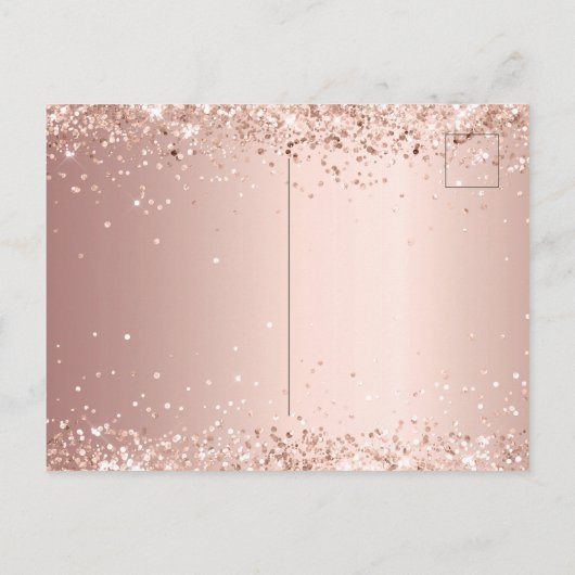 Quinceanera roos gouden blush glitter elegant uitnodiging briefkaart (Achterkant)
