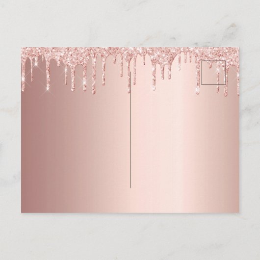 Quinceanera roos gouden blush roze uitnodiging (Achterkant)