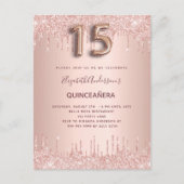 Quinceanera roos gouden blush uitnodiging (Voorkant)