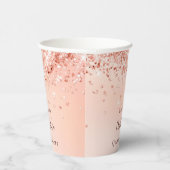 Quinceanera roos gouden confetti naam papieren bekers (Rechts)