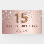 Quinceanera roos gouden diamanten spandoek (Horizontaal)