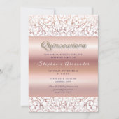 Quinceanera roos gouden folie kant gouden glitter kaart (Voorkant)