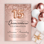 Quinceañera Roos Gouden Glitter 15e Verjaardag Kaart