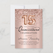Quinceañera Roos Gouden Glitter 15e Verjaardag Kaart (Voorkant)
