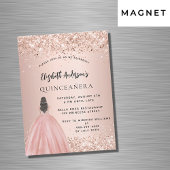 Quinceanera roos gouden glitter jurk luxe magnetische uitnodiging