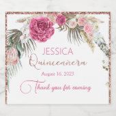 Quinceanera Roos Gouden Glitter Mousserende Wijn L Sparkling Wijnetiket (Enkel label)