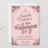 Quinceanera Roos Gouden Glitter Sparkle Kaart (Voorkant)