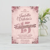 Quinceanera Roos Gouden Glitter Sparkle Kaart (Staand voorkant)