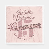 Quinceanera Roos Gouden Glitter Sparkle Servet (Voorkant)