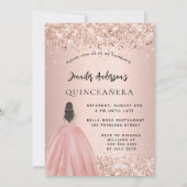 Quinceanera roos gouden jurk 2 personen tweeling l kaart (Achterkant)